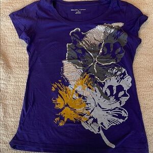 New York & Company Purple Tee with Silver Accents